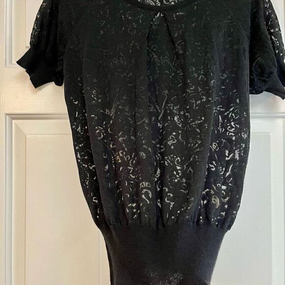 Calvin Klein Lace Short Puff Sleeve Top Small - Picture 2 of 9